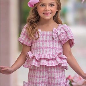 Pink Checkered Kids Matching Set